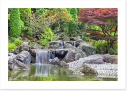 Japanese garden cascade Art Print 70530798