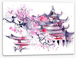 Sakura temple Stretched Canvas 71551221