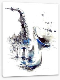 Sax in the city Stretched Canvas 71551265
