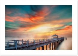 Dramatic pier sunset Art Print 71800374