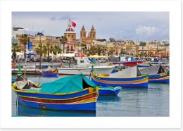 Maltese boats in Valletta harbour Art Print 72185672