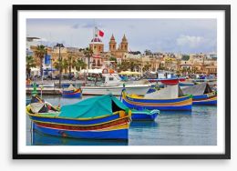 Maltese boats in Valletta harbour Framed Art Print 72185672