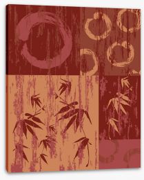 Zen circle and bamboo red Stretched Canvas 72942764