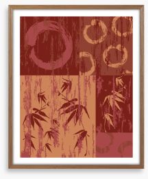 Zen circle and bamboo red Framed Art Print 72942764