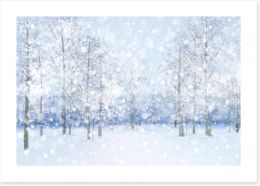 Soft snow falling Art Print 73842234
