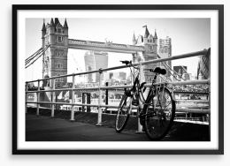 Bicycle by the Thames Framed Art Print 74244264