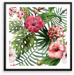 Pink hibiscus leaves Framed Art Print 74294338