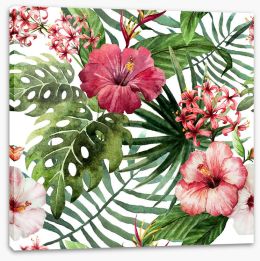 Pink hibiscus leaves Stretched Canvas 74294338