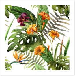 Tropical orchid leaves Art Print 74294346