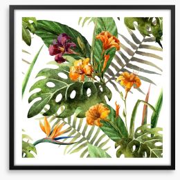 Tropical orchid leaves Framed Art Print 74294346