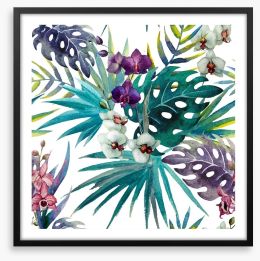 Orchid hibiscus leaves Framed Art Print 74294366