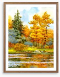Autumn by the lake Framed Art Print 74832348