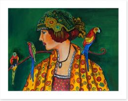 The girl with parrots Art Print 75336521