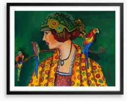 The girl with parrots Framed Art Print 75336521