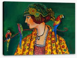 The girl with parrots Stretched Canvas 75336521