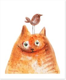 Cat and bird Art Print 75382959