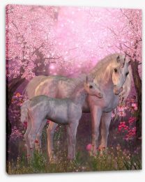 Unicorns under the blossom Stretched Canvas 76342247