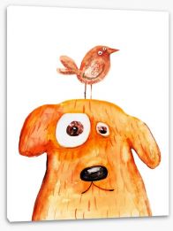 Dog and bird Stretched Canvas 76569879