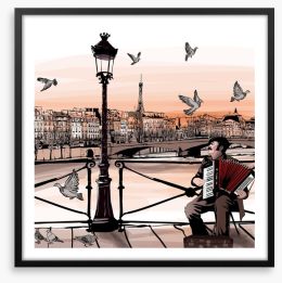 Accordionist playing in Paris Framed Art Print 76881299