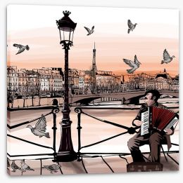Accordionist playing in Paris Stretched Canvas 76881299