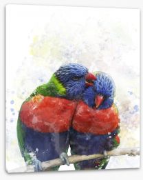 Rainbow lorikeet love Stretched Canvas 76952385