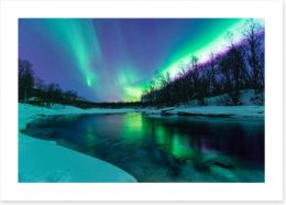 Aurora borealis winter lights Art Print 77362054