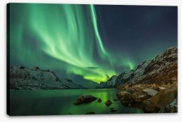 Aurora Borealis over the fjord Stretched Canvas 78161122