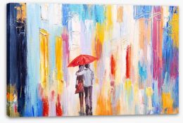 Couple in the rain Stretched Canvas 79670000