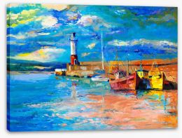 Lighthouse and boats Stretched Canvas 80061654