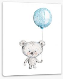 Bear with blue balloon