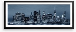 Manhattan lights panorama Framed Art Print 80219302