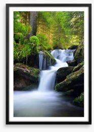Sumava national park waterfall Framed Art Print 80233161