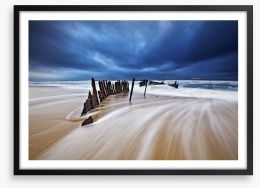 Shipwreck on the beach Framed Art Print 81302075