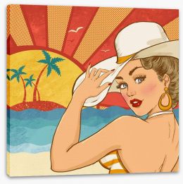 Girl on the beach Stretched Canvas 81564120