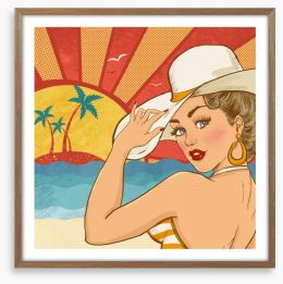 Girl on the beach Framed Art Print 81564120
