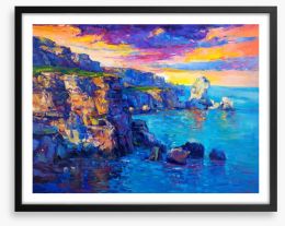 Sunset over the cliffs Framed Art Print 82385163