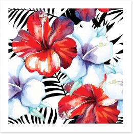 Hibiscus palm Art Print 82972997