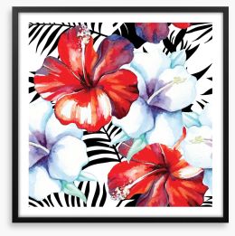 Hibiscus palm Framed Art Print 82972997