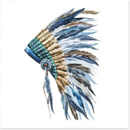 Blue native headdress Art Print 83500326