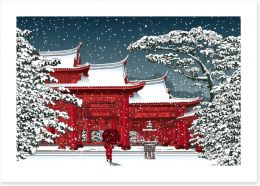 Temple in the snow Art Print 84364851