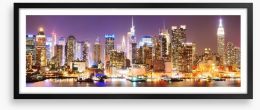 Twinkling Manhattan skyline Framed Art Print 84613900