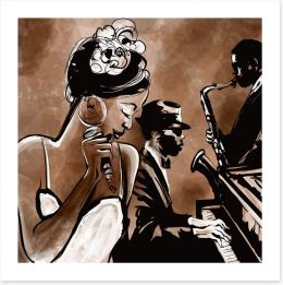 The singer and the sax Art Print 85040725