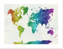 Rainbow world map Art Print 86060829