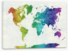Rainbow world map Stretched Canvas 86060829