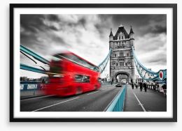 London bus in motion Framed Art Print 86329580