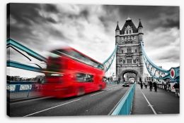 London bus in motion Stretched Canvas 86329580