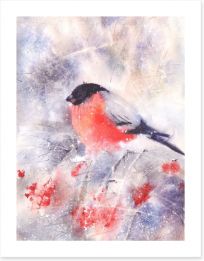 Bullfinch in the frost Art Print 86584703