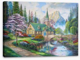 The church by the river Stretched Canvas 87464923