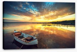 Mirror lake sunset Stretched Canvas 87819786