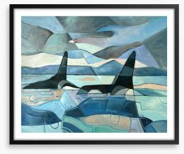 Orcas swimming Framed Art Print 90991090